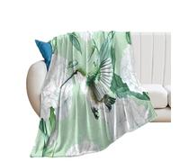 Hummingbird White Carnation Flowers Lightweight Blanket Throw Warm Flannel Blankets Soft Throws for Sofa Bed Couch