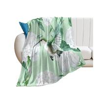 Hummingbird White Carnation Flowers Lightweight Blanket Throw Warm Flannel Blankets Soft Throws for Sofa Bed Couch