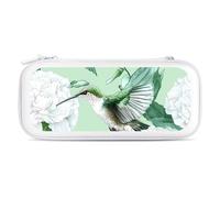 Hummingbird White Carnation Flowers Printed Carrying Case for Switch Hard Protective Cover for Game Card and Accessories