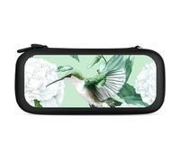 Hummingbird White Carnation Flowers Printed Carrying Case for Switch Hard Protective Cover for Game Card and Accessories