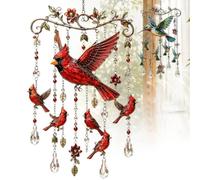 Hummingbird Wind Chimes, Graceful Stained Glass & Crystal Sun Catcher Windchime, Vintage Wind Chime, Colorful Bird Yard Decorations, Memorial Gardening Gifts for Women, Mom,Grandma Nature Lovers