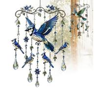 Hummingbird Wind Chimes, Graceful Stained Glass & Crystal Sun Catcher Windchime, Vintage Wind Chime, Colorful Bird Yard Decorations, Memorial Gardening Gifts for Women, Mom,Grandma Nature Lovers
