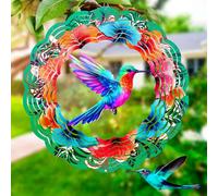 Hummingbird Wind Spinners Hanging Outdoor Decor, 12 Inch 3D Kinetic Yard Art Hummingbird Metal Sculpture Birthday Gifts for Bird Lovers, Mom, Women for Yard, Garden