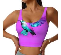 Hummingbird with Wings Patterned Women's Athletic Tank Top Fitness Tank Top Exercise Clothing Dancewear U Shape Designs S Black
