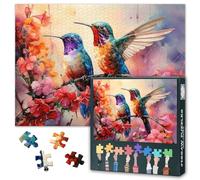 Hummingbirds 1000 Pieces Puzzles for Adults Hummingbirds Sit on a Branch of Sakura Jigsaw Puzzles for Wall Art Birds and Blooming Sakura Intelligence Puzzle for Family Indoor Games 27.5"X19.7"