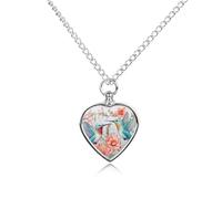 Hummingbirds And Florals Custom Cremation Jewelry Urn Necklace for Dog Pet Ashes Heart Memorial Pendant