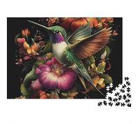 Hummingbirds And Flowers 1000pc Dark Bloom Heavy-duty Cardboard Jigsaw Puzzle for Brain Teaser Lovers Team Building Home Leisure Time Value for Money 70x50cm/1000pcs