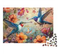 Hummingbirds And Flowers 1000pc Dual Bird Heavy-duty Cardboard Jigsaw Puzzle for Brain Teaser Lovers Team Building Leisure Entertainment Social Icebreaker Value for Money 70x50cm/1000pcs