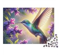 Hummingbirds And Flowers 1000pc Lilac Bird Heavy-duty Cardboard Jigsaw Puzzle for Adults Brain Teaser Lovers Team Building Activity Leisure Entertainment 38x26cm/1000pcs