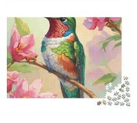 Hummingbirds And Flowers 1000pc Red Bird Thick Cardboard Jigsaw Puzzle for Stress Relief Seekers Christmas Gathering Home Decor Classroom Puzzle Activity Gift Idea 70x50cm/1000pcs