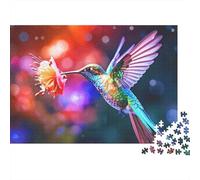 Hummingbirds And Flowers 1000pc Shiny Bird Thick Cardboard Jigsaw Puzzle for Stress Relief Seekers Christmas Gathering Home Decor Classroom Puzzle Activity Gift Idea 38x26cm/1000pcs