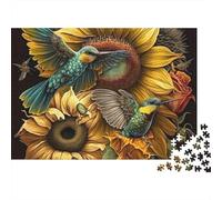 Hummingbirds And Flowers 1000pc Sun Bird Heavy-duty Cardboard Puzzle for Adults Brain Teaser Lovers Leisure Entertainment Home Leisure Time Collectible Item 52x38cm/1000pcs