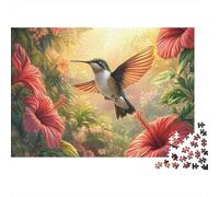 Hummingbirds And Flowers 1000pc Sunny Bird Heavy-duty Cardboard Jigsaw Puzzle for Brain Teaser Lovers Team Building Home Leisure Time Value for Money 52x38cm/1000pcs