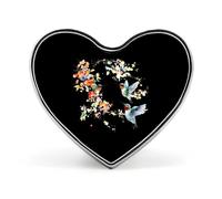 Hummingbirds And Flowers Heart Metal Badges Decorative Brooches Fashionable Lapel Pin for Hat Backpack Clothing
