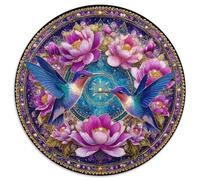 Hummingbirds And Flowers Puzzle 1000 Pieces Cute Animals Round Jigsaw for Adults Kids Puzzles Impossible Puzzle Educational Games Home Decoration 1000pcs (67.5x67.5cm)