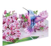 Hummingbirds and Purple Orchid Pop up Card, 3D Valentines Card, Pop Up Birthday Card For Women, Mom, Popup Mothers Day Card, Thinking of You, All Occasion for Her, Mom, Sister, Grandma, Daughter