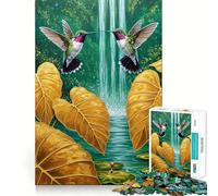 Hummingbirds And Waterfall Jigsaw Puzzles 1000 Piece for Adults Stress Less Stress Relief Home Enjoyable Night Activity (50x75cm)