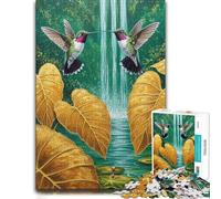 Hummingbirds And Waterfall Themed Jigsaw Puzzle for Adults, 300 PCS