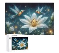 Hummingbirds And White Lily Flower Jigsaw Puzzle for Adults, 1000 Piece