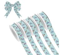 Hummingbirds Birds Blue Pattern Christmas Ribbon 0.6 Inch 5 Rolls 25Yards Wired Ribbon for Bow Making