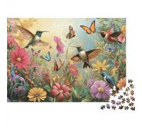 Hummingbirds Butterflies Garden Beginners Jigsaw Puzzle 1000 Pieces Office Break Puzzle Stress Relief Activity 38x26cm/1000pcs