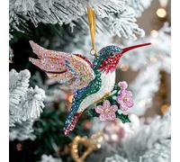 Hummingbirds Christmas Ornament, 2D Acrylic Flat Hanging Garden Ornaments Outdoor, Colorful Birds Window Hanging Ornaments for Christmas Tree Decoration Gifts for Birds Lover (D)