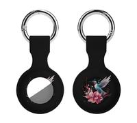 Hummingbirds Flower Keychain Holder Case Compatible with AirTag Waterproof Silicone Shell Protective Case 1PCS