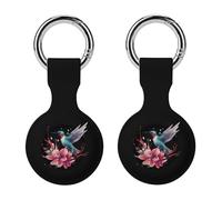 Hummingbirds Flower Keychain Holder Case Compatible with AirTag Waterproof Silicone Shell Protective Case 2PCS