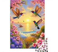 Hummingbirds Flying 1000 Piece Jigsaw Puzzle Family with Kids 8+ Finished Wall Decor Fade-Resistant Colors 52x38cm/1000pcs