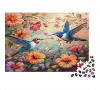 Hummingbirds in Bloom 1000pc Jigsaw Puzzle for Seniors Brain Training Puzzle Brain Teaser Holiday Puzzle Activity Cardboard 52x38cm/1000pcs
