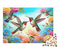 Hummingbirds in Bloom Jigsaw Puzzles Puzzle for Adults Kids. 1000 Pieces Great Gifts Challenge Toy Educational Game Home Decoration for Adults& Kids Age 14 Years Up 38x26cm/1000pcs