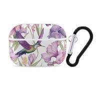 Hummingbirds Irises Flowers AirPod Pro Case, Anti Scratch Hard PC Cover with Keychain, AirPod Pro 2nd/1st Case Accessories for Women Men, White-Style