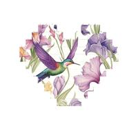 Hummingbirds Irises Flowers Building Brick Block Puzzle Heart Shaped, Personalized Picture Puzzles Photo Jigsaw Puzzles for Adults 3D Micro Building Blocks for Home Decor Bricks Set