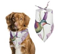 Hummingbirds Irises Flowers Dog Bandanas for Feeding Grooming, Triangle Pet Bibs for Cats & Dogs Washable Fashion Pets Scarf for Party Travel 27.6 X 11.8 Inch