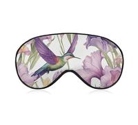 Hummingbirds Irises Flowers Eye Mask for Women & Men, Breathable & Adjustable Eye Cover, Ultra Soft Sleep Mask, Lightweight Travel Blindfold for Airplane, Nap, Night Sleeping
