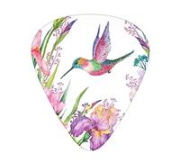 Hummingbirds Irises Flowers Guitar Paddle Set Of 12, Suitable For Guitar, Yukri, 3 Thicknesses