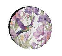 Hummingbirds Irises Flowers Universal Tire Cover Replacement Heavy Duty Oxford Fabric Waterproof Wheel Protector for SUV Truck RV Camper Dust/Snow/Sun Protection