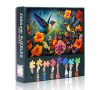 Hummingbirds Jigsaw Puzzle for Adults 1000 Pieces - Vibrant Bird & Floral Art with Premium Puzzle Board, Challenging 1000-piece Jigsaw Puzzles - 27.5x19.7 Inches