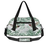 Hummingbirds Leaves Kids Overnight Duffle Bags Boys Girls Teen Green Bird Sports Gym Bag for Weekender Travel Gymnastics Dance Ballet