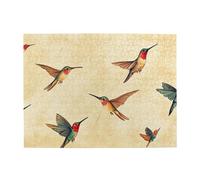 Hummingbirds On A Yellow Background Wooden Puzzle 500 Piece Jigsaw Puzzle For Adults Challenging Puzzle For Game Size 15"X20.4"