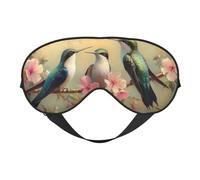 Hummingbirds On Soft Flower Branches Print Sleep Mask with Adjustable Strap, Comfortable Eye Cover for Travel, Yoga, Napping, Sleeping & Relaxation