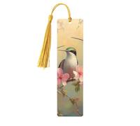 Hummingbirds On Soft Flower Branches Unique Double-Sided Artwork Printed Wooden Bookmarks, Artistic Book Accessories Birthday Presents for Men Women Presents for Book Lovers