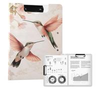 Hummingbirds Pink Cherry Blossoms Foldable Clipboard A4 Clipboard Folder with Binders Pen Holder 360° Cover Flip for Work Office Supplies