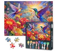 Hummingbirds Puzzles for Adults 1000 Pieces Birds with Blooming Flowers Challenging Puzzle Perfect for Game Nights Colorful Floral Jigsaw Puzzle as Gift House Decor 27.5"X19.7"