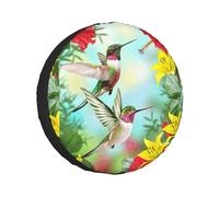 Hummingbirds Red Flower Hibiscus Christmas Tire Wheel Covers Wheel Waterproof Dustproof Sun Protectors