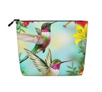 Hummingbirds Red Flower Hibiscus Cosmetic Bag - Single Layer Large Capacity Travel Organizer, Daily Organizer with Zipper