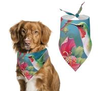 Hummingbirds Red Flower Hibiscus Cute Dog Bandanna Scarf Printed Adjustable Triangle Pet Kerchief for Dogs And Cats