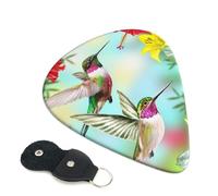 Hummingbirds Red Flower Hibiscus Guitar Picks, 6 Pcs Guitar Plectrums double-sided printing, suitable for acoustic, electric and bass guitars, including 0.46 mm 0.71 mm 0.96 mm