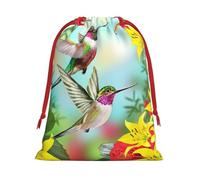 Hummingbirds Red Flower Hibiscus Print Drawstring Gift Bag Durable And Versatile, Perfect For Festive Occasions