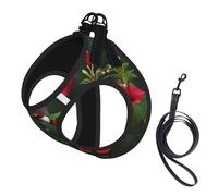 Hummingbirds Red Flower Hibiscus Print Reflective No Choke Pet Vest Harness,Adjustable Soft Padded Dog Harness With Easy Control Handle